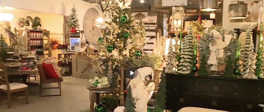 Holiday-decorated shop interior featured during Shop the Blocks